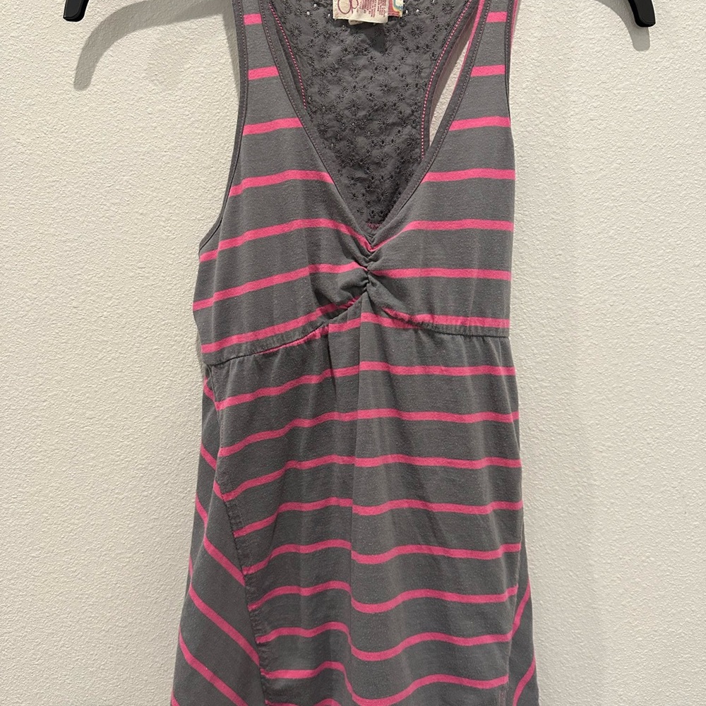 OP Gray and Pink Striped Tank Top